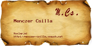 Menczer Csilla névjegykártya